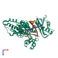 PDB entry 3q8s coloured by chain, top view.