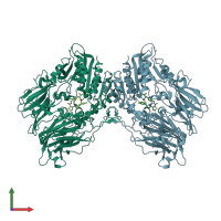 PDB entry 3q8w coloured by chain, front view.
