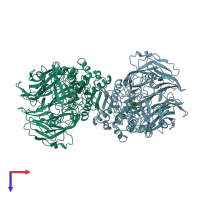 PDB entry 3q8w coloured by chain, top view.