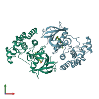 PDB entry 3q96 coloured by chain, front view.