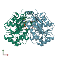 PDB entry 3q9l coloured by chain, front view.