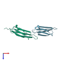 PDB entry 3q9q coloured by chain, top view.