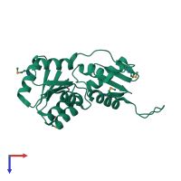 PDB entry 3q9s coloured by chain, top view.