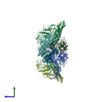 PDB entry 3qa8 coloured by chain, side view.