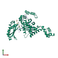 PDB entry 3qau coloured by chain, front view.
