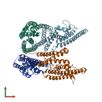 PDB entry 3qb5 coloured by chain, front view.