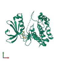 PDB entry 3qbn coloured by chain, front view.