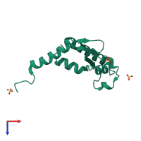 PDB entry 3qbz coloured by chain, top view.