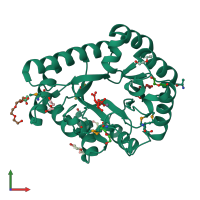 PDB entry 3qc0 coloured by chain, front view.