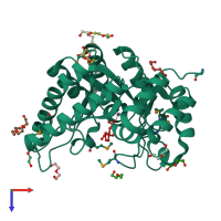 PDB entry 3qc0 coloured by chain, top view.