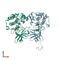 PDB entry 3qc4 coloured by chain, front view.