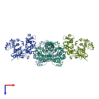 PDB entry 3qc9 coloured by chain, top view.
