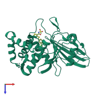 PDB entry 3qch coloured by chain, top view.