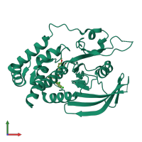 PDB entry 3qcj coloured by chain, front view.