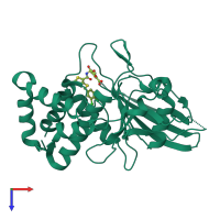 PDB entry 3qcj coloured by chain, top view.