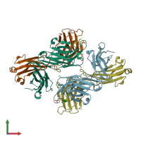 PDB entry 3qcu coloured by chain, front view.
