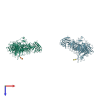 PDB entry 3qcw coloured by chain, top view.