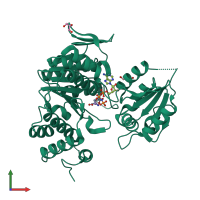 PDB entry 3qcz coloured by chain, front view.