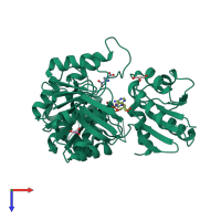 PDB entry 3qcz coloured by chain, top view.
