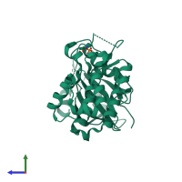 PDB entry 3qd2 coloured by chain, side view.
