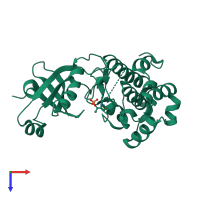 PDB entry 3qd2 coloured by chain, top view.