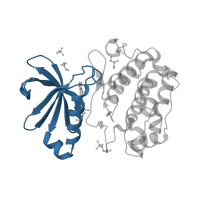The deposited structure of PDB entry 3qd3 contains 1 copy of CATH domain 3.30.200.20 (Phosphorylase Kinase; domain 1) in 3-phosphoinositide-dependent protein kinase 1. Showing 1 copy in chain A.