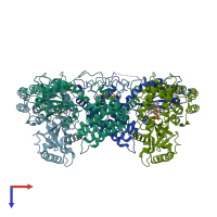 PDB entry 3qd9 coloured by chain, top view.