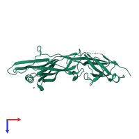 PDB entry 3qdh coloured by chain, top view.