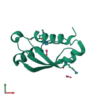 PDB entry 3qdp coloured by chain, front view.