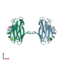 PDB entry 3qdw coloured by chain, front view.