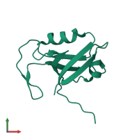 PDB entry 3qe1 coloured by chain, front view.