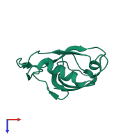 PDB entry 3qe1 coloured by chain, top view.