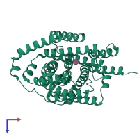 PDB entry 3qe7 coloured by chain, top view.