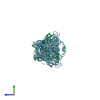 PDB entry 3qfv coloured by chain, side view.