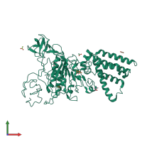 PDB entry 3qg1 coloured by chain, front view.