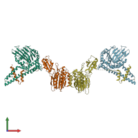 PDB entry 3qg5 coloured by chain, front view.