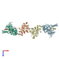 PDB entry 3qg5 coloured by chain, top view.