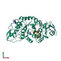 PDB entry 3qgv coloured by chain, front view.