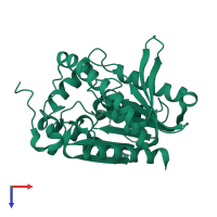 PDB entry 3qh4 coloured by chain, top view.