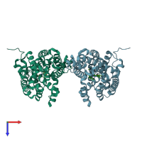 PDB entry 3qi3 coloured by chain, top view.