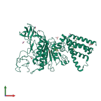 PDB entry 3qia coloured by chain, front view.