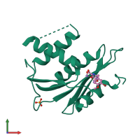 PDB entry 3qin coloured by chain, front view.