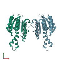 PDB entry 3qiv coloured by chain, front view.