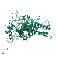 PDB entry 3qiz coloured by chain, top view.