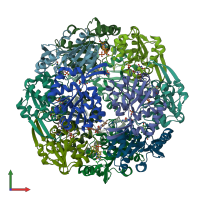 PDB entry 3qjg coloured by chain, front view.