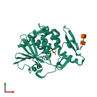 PDB entry 3qji coloured by chain, front view.