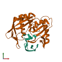 PDB entry 3qjp coloured by chain, front view.