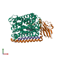 PDB entry 3qjr coloured by chain, front view.