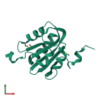 PDB entry 3qk2 coloured by chain, front view.