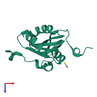 PDB entry 3qk2 coloured by chain, top view.